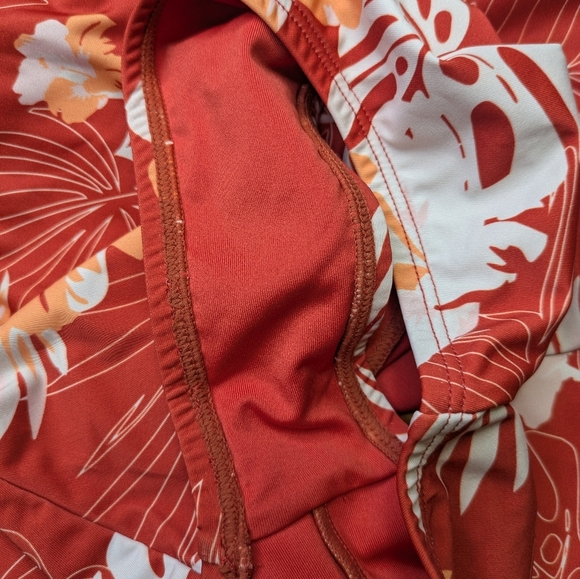 2/$25-Quintsoul Open Back Sporty One Piece In Orange Tropical Print Size S - Picture 7 of 11